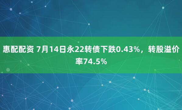 惠配配资 7月14日永22转债下跌0.43%，转股溢价率74.5%